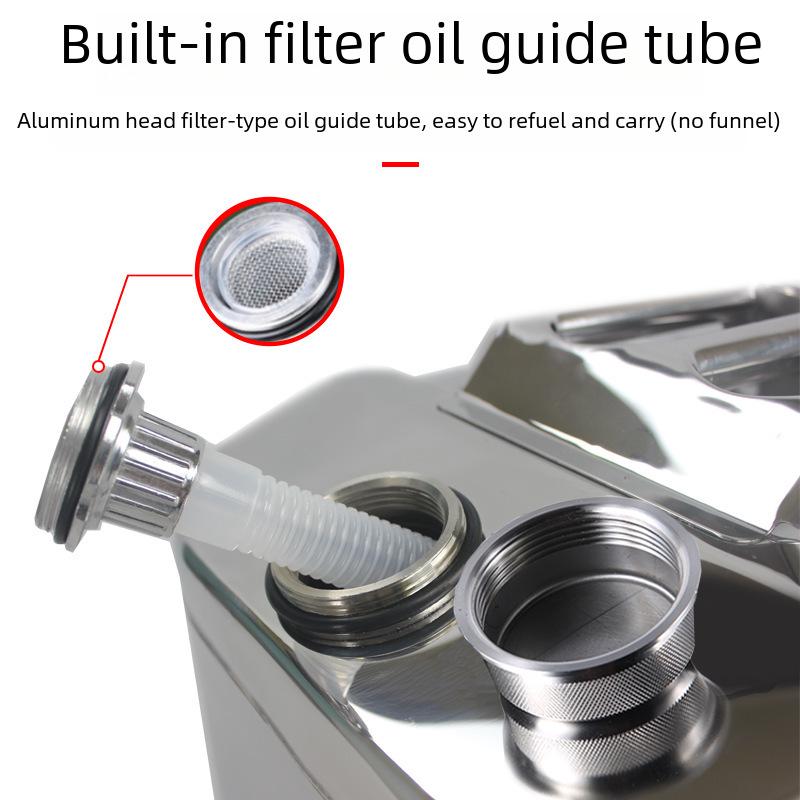 Stainless Steel Fuel Can - 304 Gasoline & Diesel, 10L/20L/30L, Thickened Portable Car Spare Tank