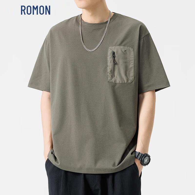 ROMON 2026 Summer Men s Fashion Round Neck T-Shirt 3XL