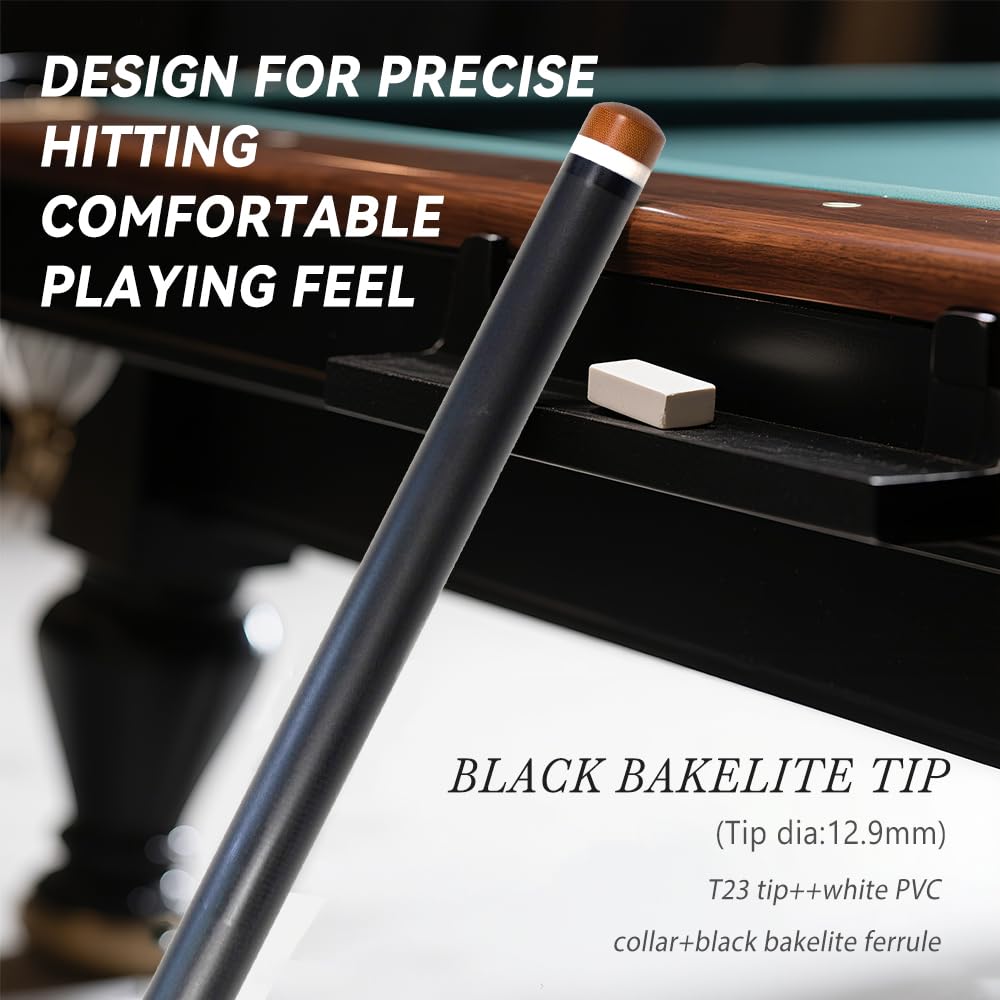 OKHEALING 20 Oz Jointed Carbon Fiber Pool Cue Stick with Tip 58-inch 1/2 12.9mm (Break Cue)