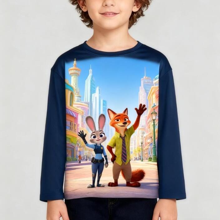 4-15 Years Old Comfortable Polyester Boys Children Long Sleeve T-Shirt Cartoon 3D Printed T Shirt Kids Clothing