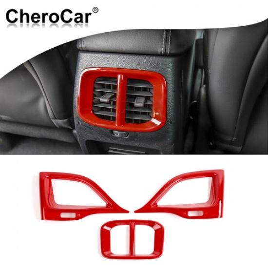 3x Red Dashboard Side/Rear Air Vent Outlet Cover Trim For Jeep Cherokee 19+ Red