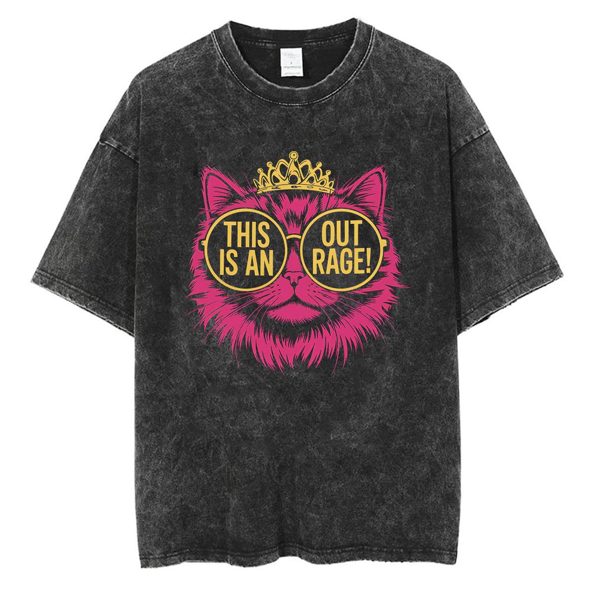 This Is An Outrage Princess Donut Funny Cat Meme T Shirt Dungeon Crawler Carl Vintage Washed T-shirt Men Women Oversized Tshirts S разноцветный
