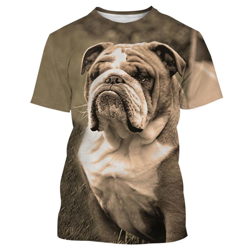 Brave Bulldog 3D Printed Men's Casual Short Sleeved T-shirt Plus Size O Neck Men's T-shirt