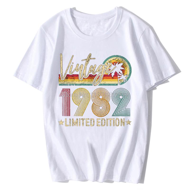 Vintage 1982 Limited Edition Print Men T Shirt Short Graphic Women Ladies T-Shirt Tops Funny Summer Cotton Tees