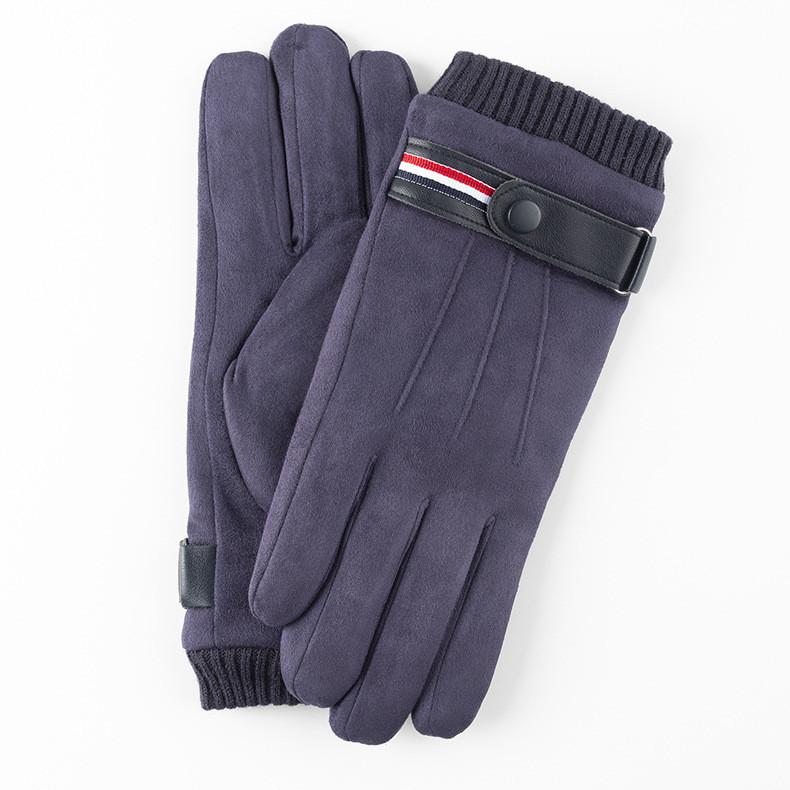Winter Mens Thick Fleece Lined Leather Touchscreen Gloves For Outdoor Commuting