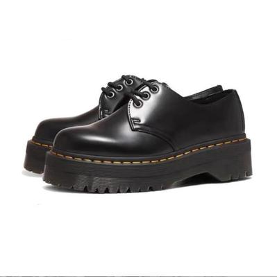 Pure Desire Style Muffin Platform Small Leather Shoes In Autumn New Round Head Non-slip Daily Versatile Martin Boots