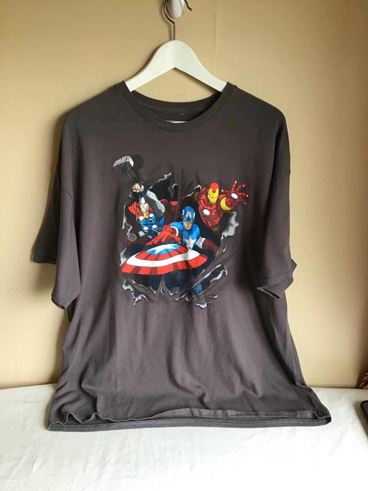 Mens Marvel Avengers Iron Man Gray Short Sleeve Cotton Graphic Tshirt Size 2XL S разноцветный