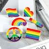 Colorful Rainbow Pins Fashion Badges Rectangular Shape Brooch Alloy Texture Perfect for Backpacks Hats and Clothing