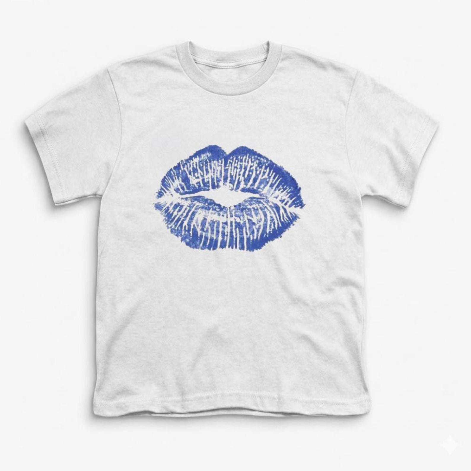 Blue Lips Kiss Shirt | Trendy Kissing Lips T-Shirt , Girls Night Out, Feminine Top 2XL