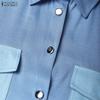 ZANZEA Women Casual Turn Down Collar Short Sleeve Patchwork Long Shirt Dress