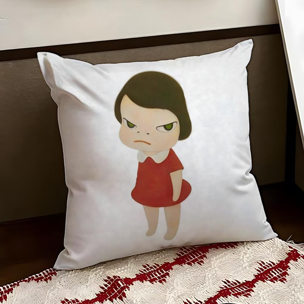 YYoshitomo Nara Art Cushion Cover Reversible Soft Durable Pillow Cover Home  Car MultiScene Use for Daily Comfort
