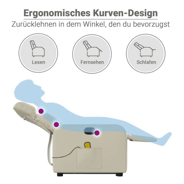 VidaXL Fauteuil Inclinable de Massage, Chaise de Relaxation avec Dossier et Repose-pied Réglables, Siège de Salon Salle de 3206757