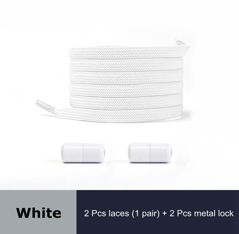 1 Pair No Tie Shoelaces for Sneakers Elastic Flat Shoe Laces Metal Lock Without Ties Quick Tieless Shoelace for Shoes Kids Adult