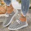 Women’s Plus-Size Lace-Up Low-Top Canvas Sneakers Casual Ethnic-Inspired Flats