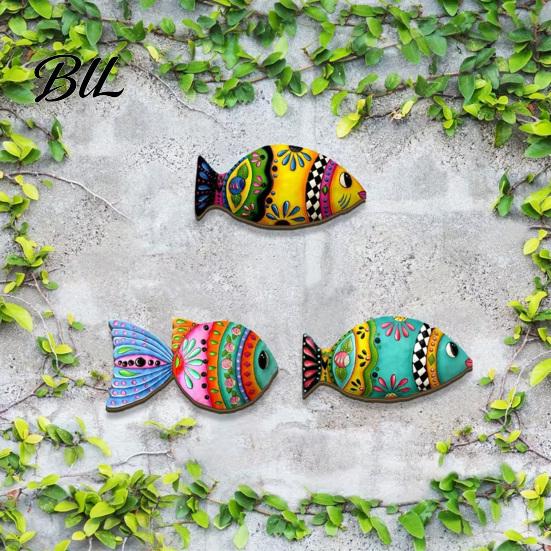 Decorazione Murale Pesce Usurato 3 Pezzi Legno Spiaggia Nautico Costiero Tropicale Oceano Arte Animale Stampato Colorato Ornamenti da Appendere per Casa sul Lago Camera da Letto