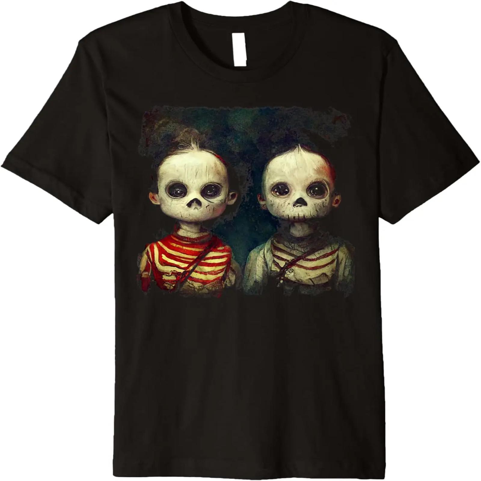 

Creepy Skeleton Twins Shirt Aesthetic Horror Goth Halloween Premium T-Shirt XXXXXL різнокольоровий