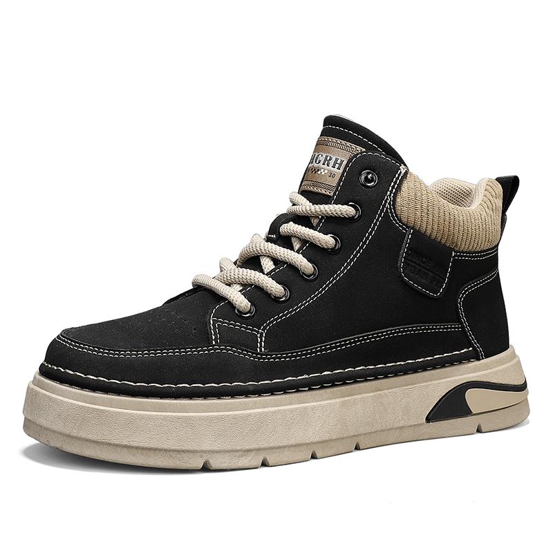 

Трендовые и универсальные повседневные кроссовки на толстой подошве, мужские зимние ботинки с подкладкой из флиса, ретро рабочая одежда, теплые хлопковые желтые удобные 44 чёрный