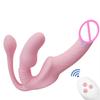 Vibrador Dildo Vibratório Telescópico Sem Alça Plug Anal Massageador Lésbica Vibrador 3 em 1 Estimulador do Ponto G Vaginal Clitóris Brinquedos Sexuais para Casal Lésbica