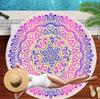 Serviette de Plage Ronde Mandala Marin Monde Sous-Marin Épaisses Serviettes de Douche Bain Microfibre Été Bouée de Natation Tapis de Yoga 3D Avec Pompons