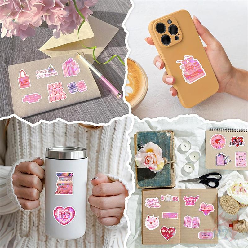 50Pcs/100Pcs Pink Reading Shiny Stickers DIY Fashion Waterproof Doodle Decals Stickers