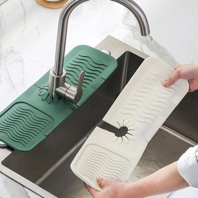 Kitchen Sink Draining Mat Faucet Splash Guard Water-Absorbent Non-Slip Design Fast Drying Easy To Install Sink Protector Mat