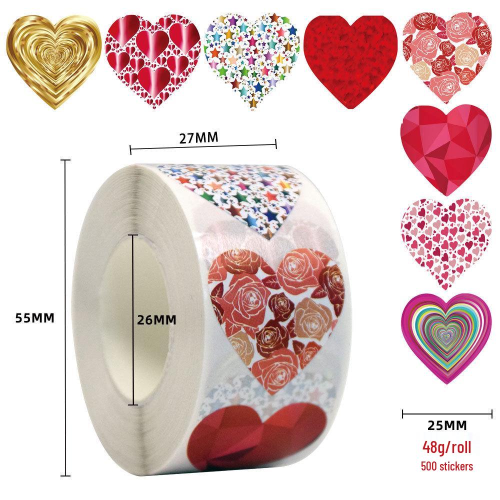 Red Heart Star Thank You Self-Adhesive Stickers - Handmade Wedding & Birthday Decoration Labels