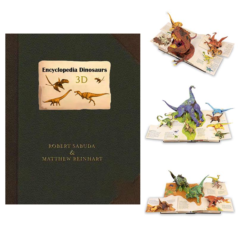 Enciclopedia 3D Prehistorica Dinosauri Libro Illustrato Pop-Up Pieghevole di Interesse Dinosauri Divulgazione Scientifica Regali per Bambini