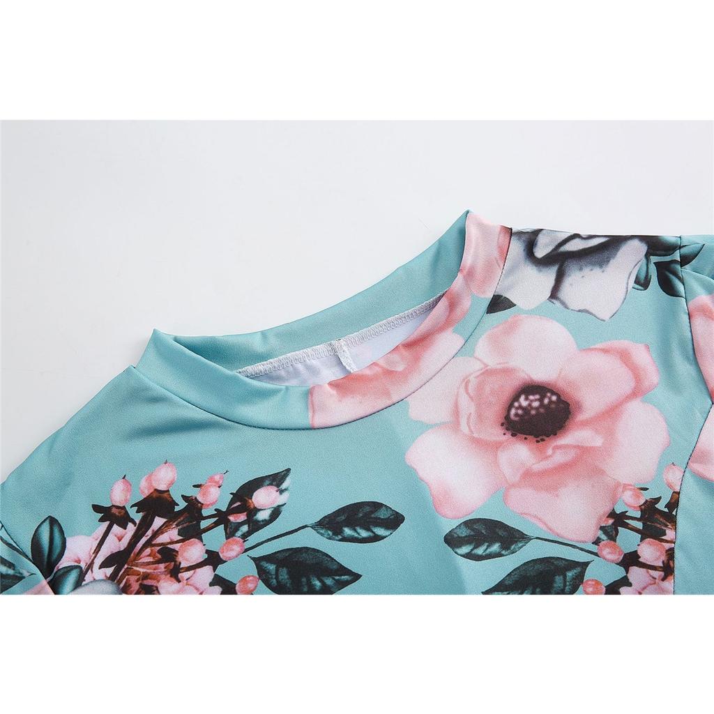 Blumenprint Elegantes Übergrößenkleid Tunika Maxikleid Damen Abendpartykleid Sommerkleid