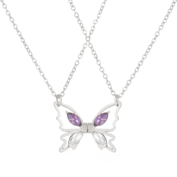 

Butterfly-shape Collarbone Chain Zircon Magnetic Matching Couple Necklaces
