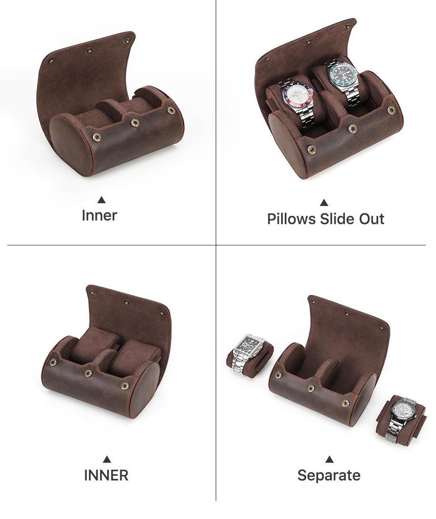 Retro Crazy Horse Leather Watch Box: Portable Travel Storage for Couples