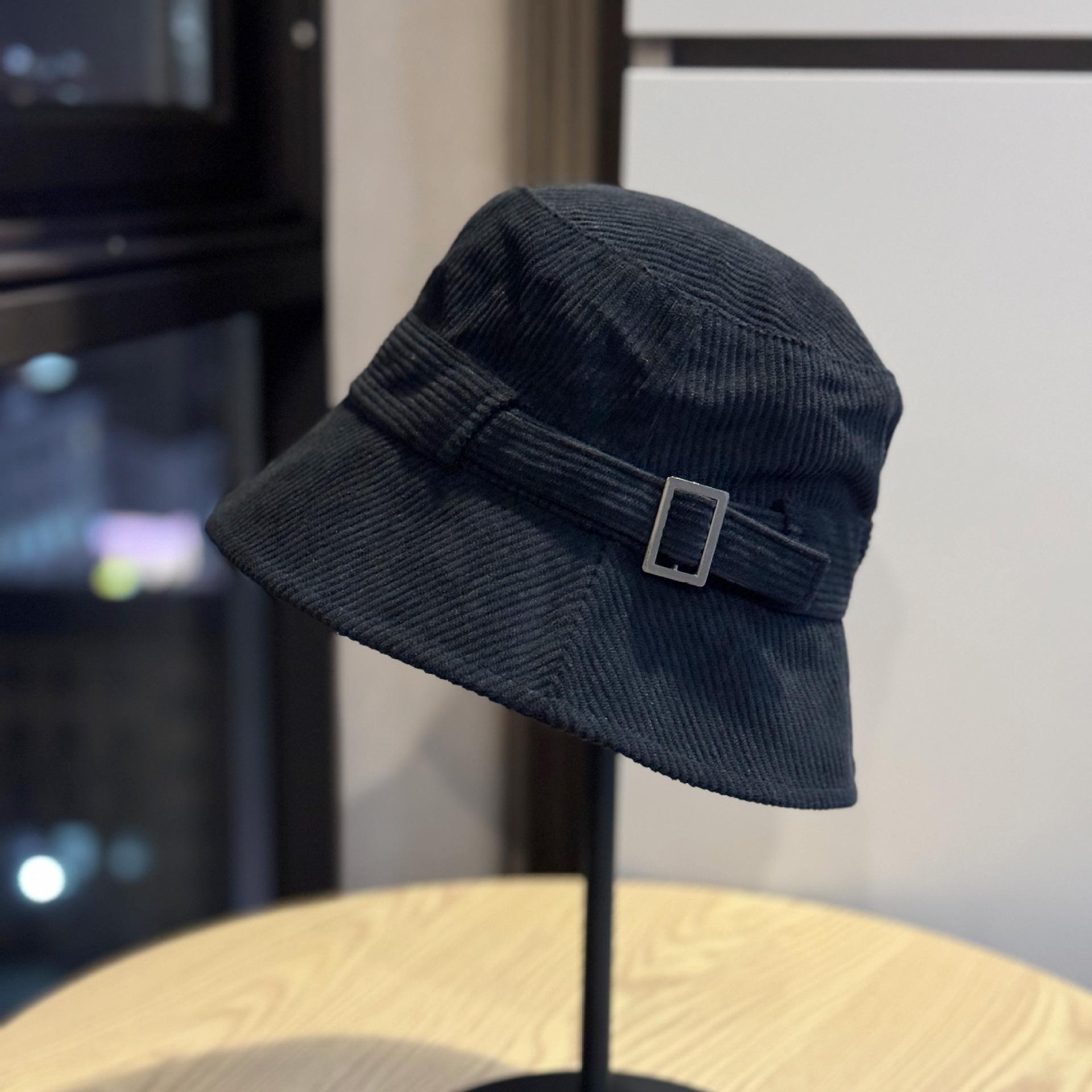 

Korean-style women s fisherman hat for autumn and winter, corduroy, casual and versatile, makes the face look smaller, new elegant women s bucket hat Adult54-60Adjustable чёрный