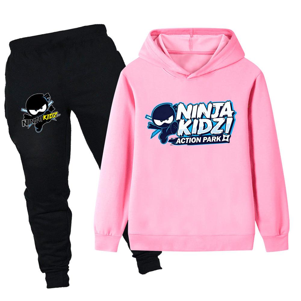 PB1174 Kids Boys Girls NINJA KIDZ Printed Long Sleeves Hoodie Trousers Top Pants Clothes Sets