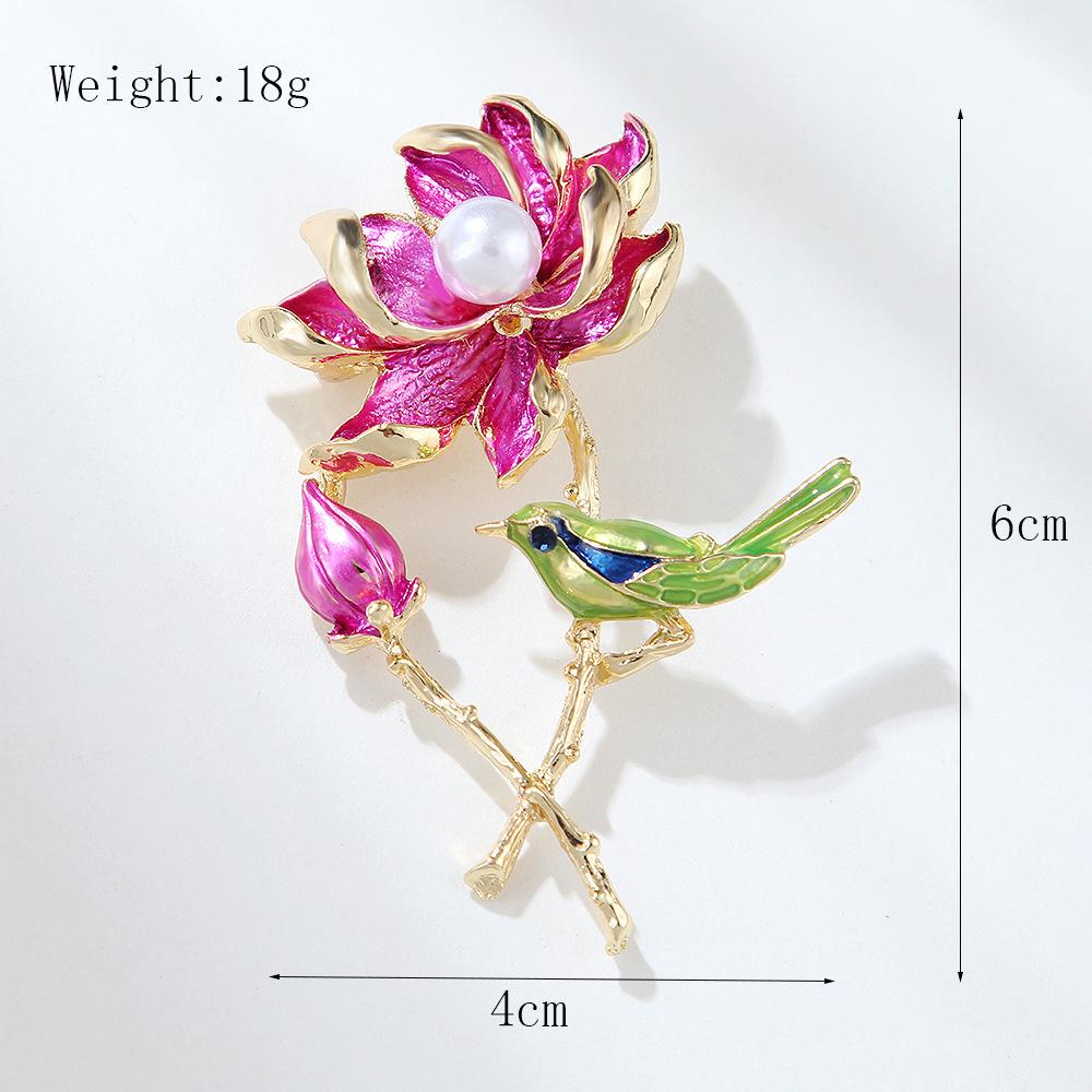 Chinese Magpie Lotus Brooch Women's High-end Retro Delicate Cheongsam Hanfu Brooch Jacket Pin Accessories