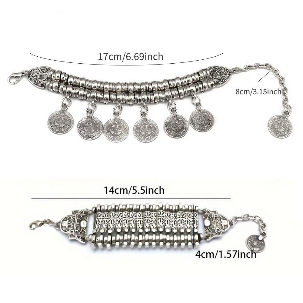 Boho-Armband im afghanischen Stil mit Münzanhänger, handgefertigtes Vintage-Armband für Strandpartys