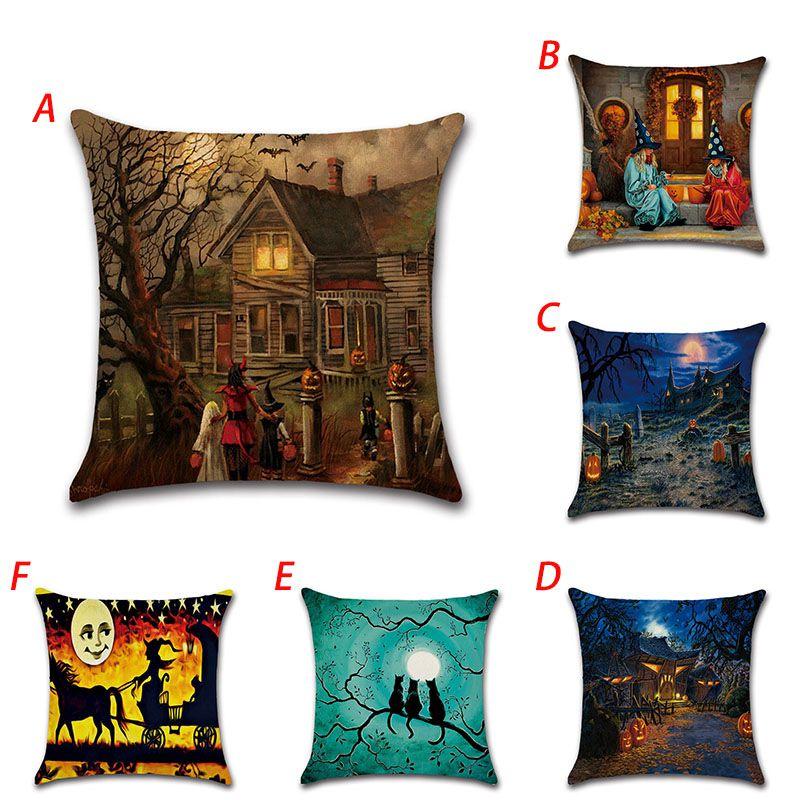 High-quality Flax Halloween Pumpkin Pillow Covers For Witch And Haunted House Decor