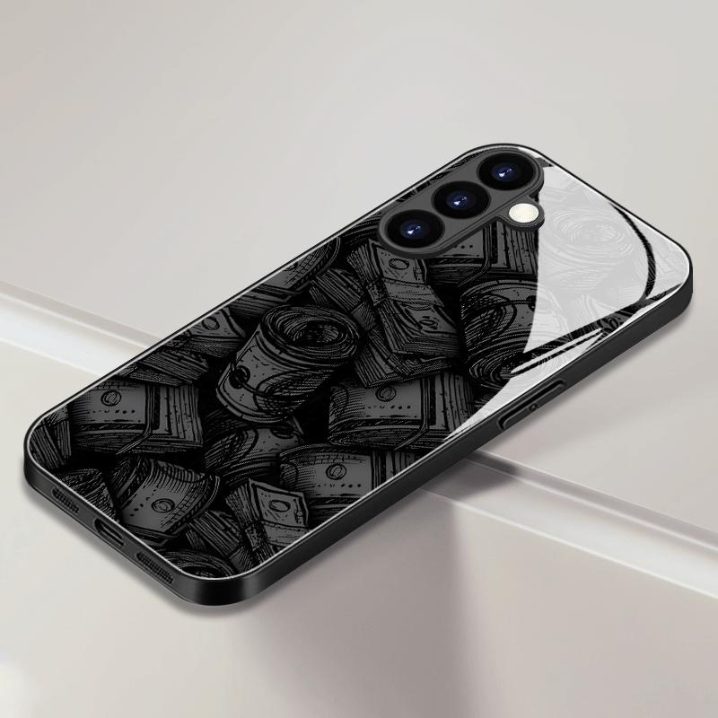 Creative Money Glass Phone Case Suitable for Samsung for Galaxy S26 S25 S24 S23 S22 S20 FE Ultra Plus 5G Anti Drop Back Cover