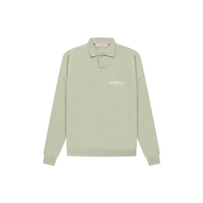 Essentials SS22 Long Sleeve Polo With Flocked Logo Men Polo Shirts Seafoam Gray-Green FOG-SS22-182