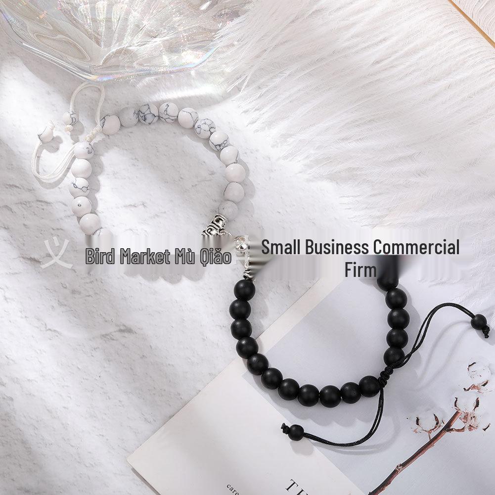 Magnetic Cross Heart Agate Beaded Couple Bracelet for Men  Women