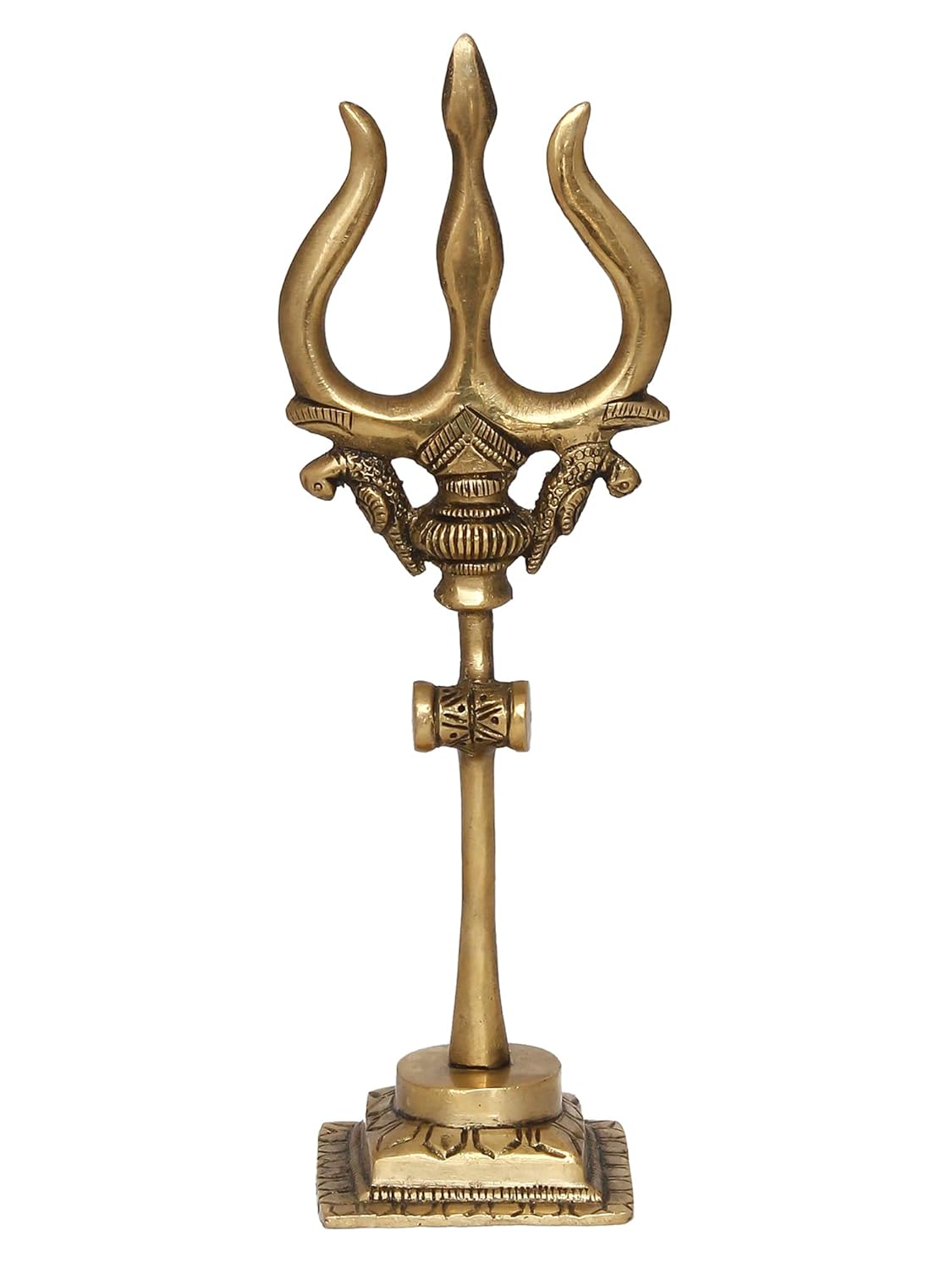 

Golden Brass Handcrafted Trishul With Damru Statue, Trishul, For Pooja Mandir