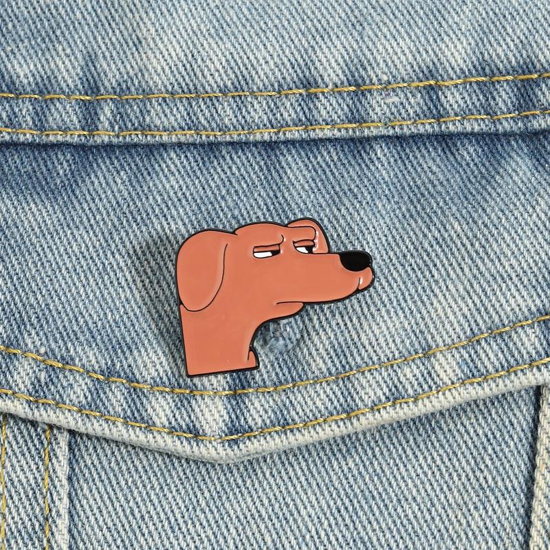 Suspicious-eyed Dog Memes Enamel Pins Cartoon Side Eye Puppy Brooch Lapel Badges Fun Cute Animal Jewelry Gift for Friends