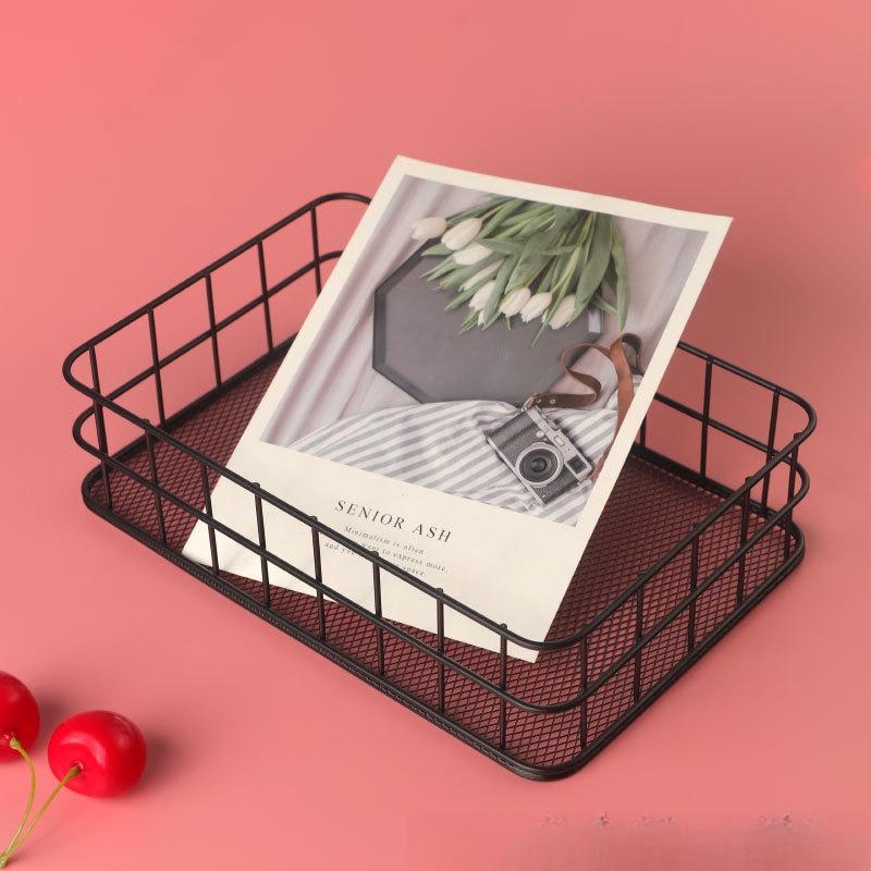 Nordic Ironwork Net Bottom Basket Desktop Storage Basket for Cosmetics and Skin Care Products Organization and Storage Basket