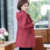 Mid-Length Fleece-Lined Trench Coat for Middle-Aged and Elderly Women - Plus Size Spring & Autumn Style