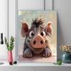 Pink warthog Pattern  3pcs 100% Round Full Drill 5D DIY Diamond Painting Embroidery Cross Stitch Rhinestone Décor
