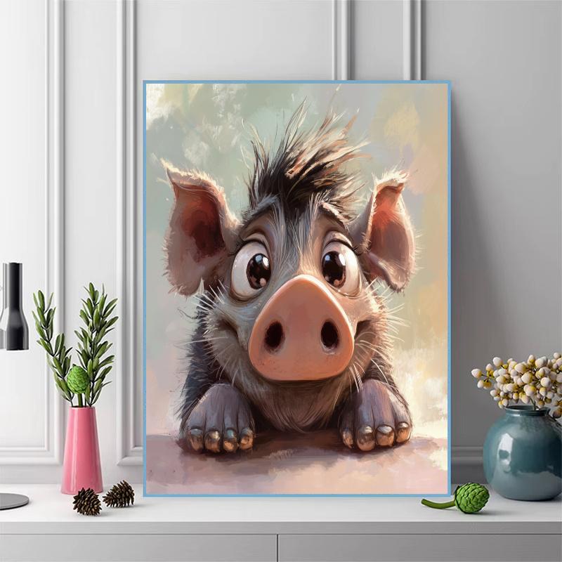 Pink warthog Pattern 3pcs 100% Round Full Drill 5D DIY Diamond Painting Embroidery Cross Stitch Rhinestone Décor