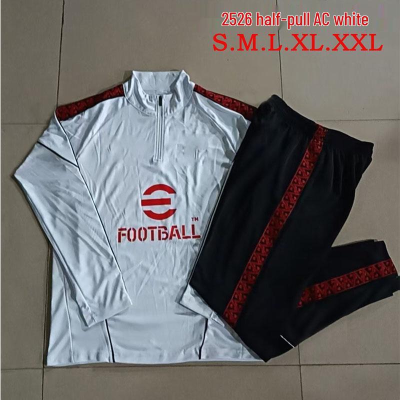 AC Milan White Long Sleeve Training Suit Football Kit S-2XL