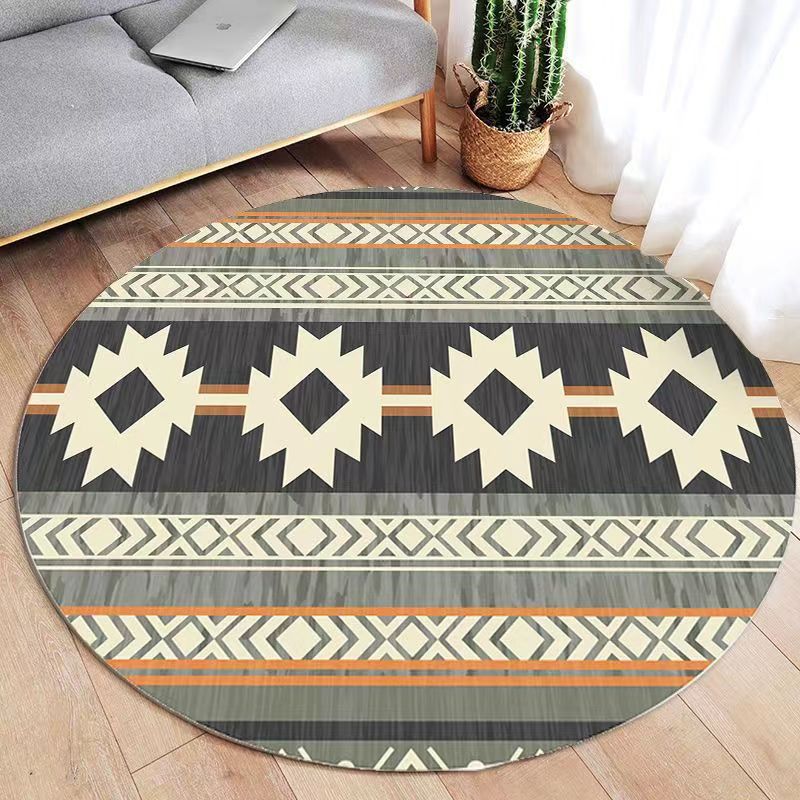 Ethnic Round Carpet Geometric Arrows Diamonds Design Mat Bohemian Home Decor Anti-slip Rug for Living Room Bedroom Study