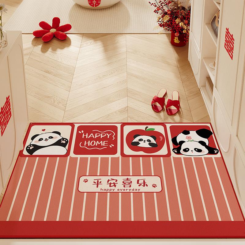 Cute Cartoon Door Floor Mat Indoor Door Dirt-Resistant Wear-Resistant Dust-Removing Crystal Velvet Foot Pad Entrance Absorbent Foot Pad