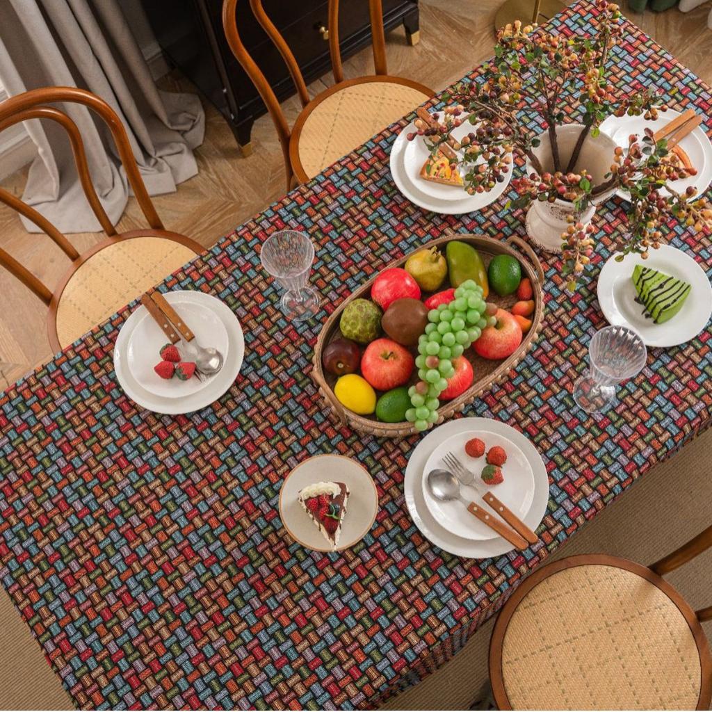 Indoor Outdoor Dinning Tabletop Decoration Rectangle Cotton Linen Table Cloth