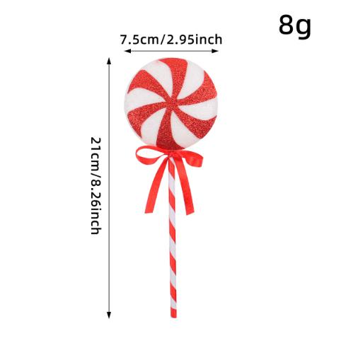 Simulation Plastic Glittery Candy Cane Christmas Lollipop Pendant Xmas Tree Hanging Ornament New Year Home Party Decoration