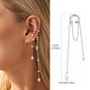 Tassel Ear Cuff  Non Piercing Gold Color Long Chain Earrings for Women, Stainless Steel Clip On Ear Wrap Nickel-free